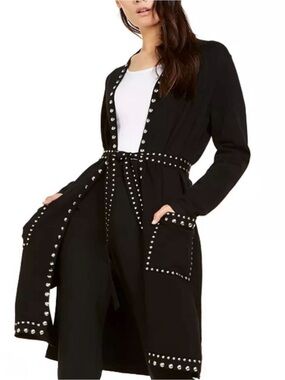 INC International Concepts Studded Black Cardigan with Belt XL New